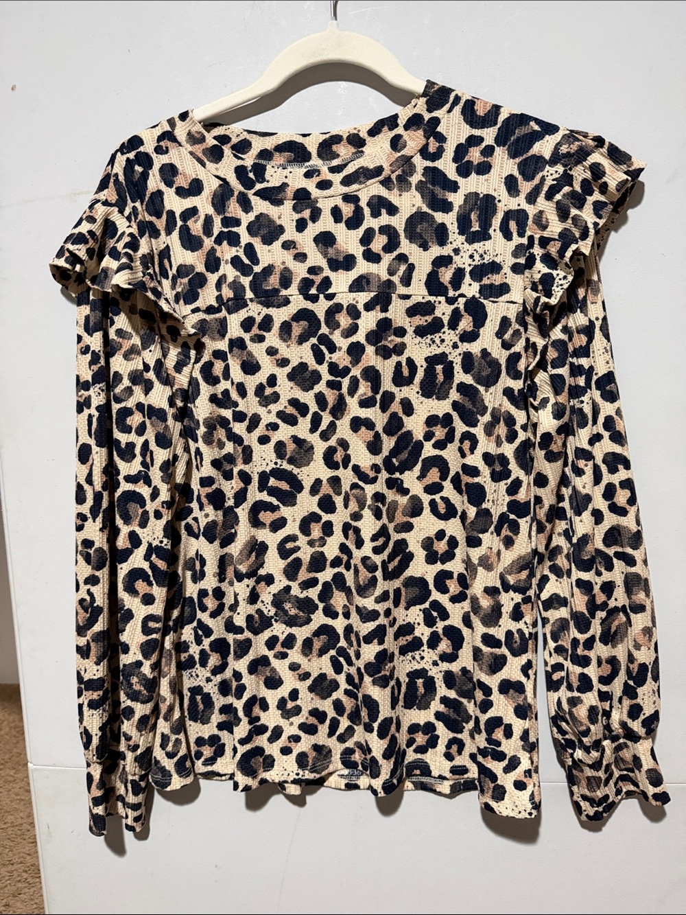LuLaRoe Brielle Beige and Black Leopard Long Sleeve Top